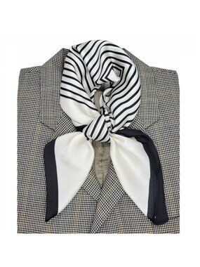 ✨Silky Black and White Art Scarf Geometric Square Design Luxury Accessory hijab✨